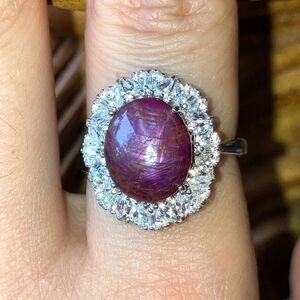 Natural Star Ruby Sterling Silver Ring Size 8